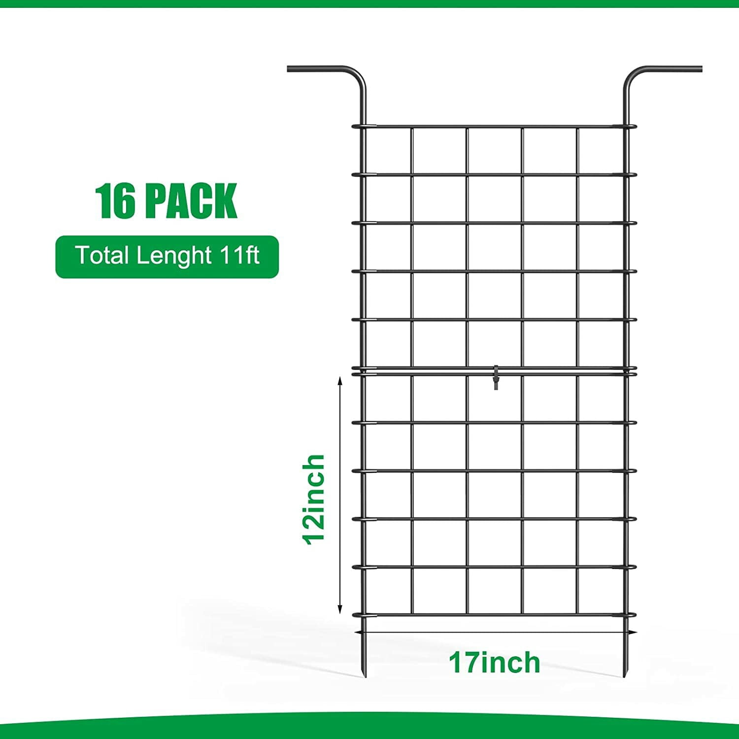 Decorative Garden Fence 24in x 11ft, 16 Pack Rustproof Metal No Dig Fence Animal Barrier for Dog, Straight Flower Bed Edging Ornamental Wire Border Panel Fencing for Yard Patio Outdoor Decor