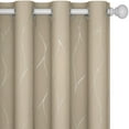 Deconovo Silver Wave Foil Print Blackout Curtains Grommet Light