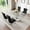 1 Glass Table White Base,4 Silver-Black Chairs, variant on 5-Piece 70" Glass Dining Table Set, Tempered Glass Top with OC Shape Frame & Stainless Steel Base, 4 Velvet Chairs with Stainless Steel Legs