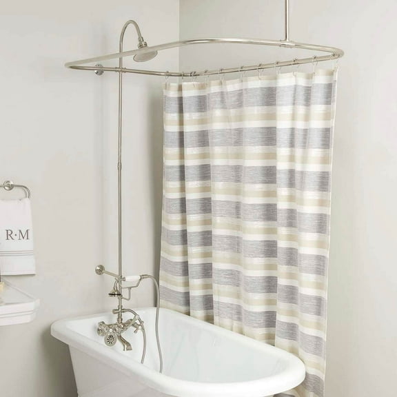 Mason Hill 42 Inch Clawfoot Tub Wall Mount Shower Enclosure with Faucet and Watering Can Shower Head