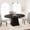 Black embossed, variant on 47"-63" Extendable Round Dining Table for 4-6, Circle Kitchen Table with Thickened Tabletop, Modern Dining Room Tables with Square Pedestal Base, Dinner Tables for Kitchen (Table Only)