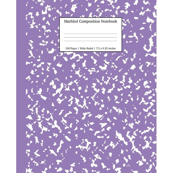 Young Dreamers Press Marbled Wide Rule Composition Notebook, 7.5" x 9.25", Lavender, 100 Sheets