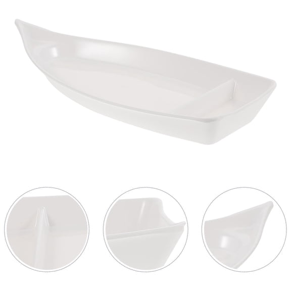 TABLZONE White Sushi Boat Plate for Serving and Storage, Decorative Dinnerware, 12.5 x 5.5 x 2.5 Inches, Perfect for Dining and Entertaining