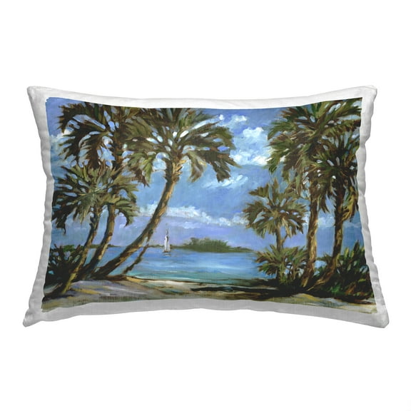 Stupell Industries Palm Trees on Shore Decorative Printed Throw Pillow, 14 x 20