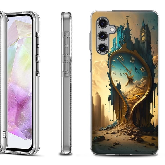 OneToughShield ® Shockproof Phone Case Compatible with Samsung Galaxy A35 5G - Melting Clock