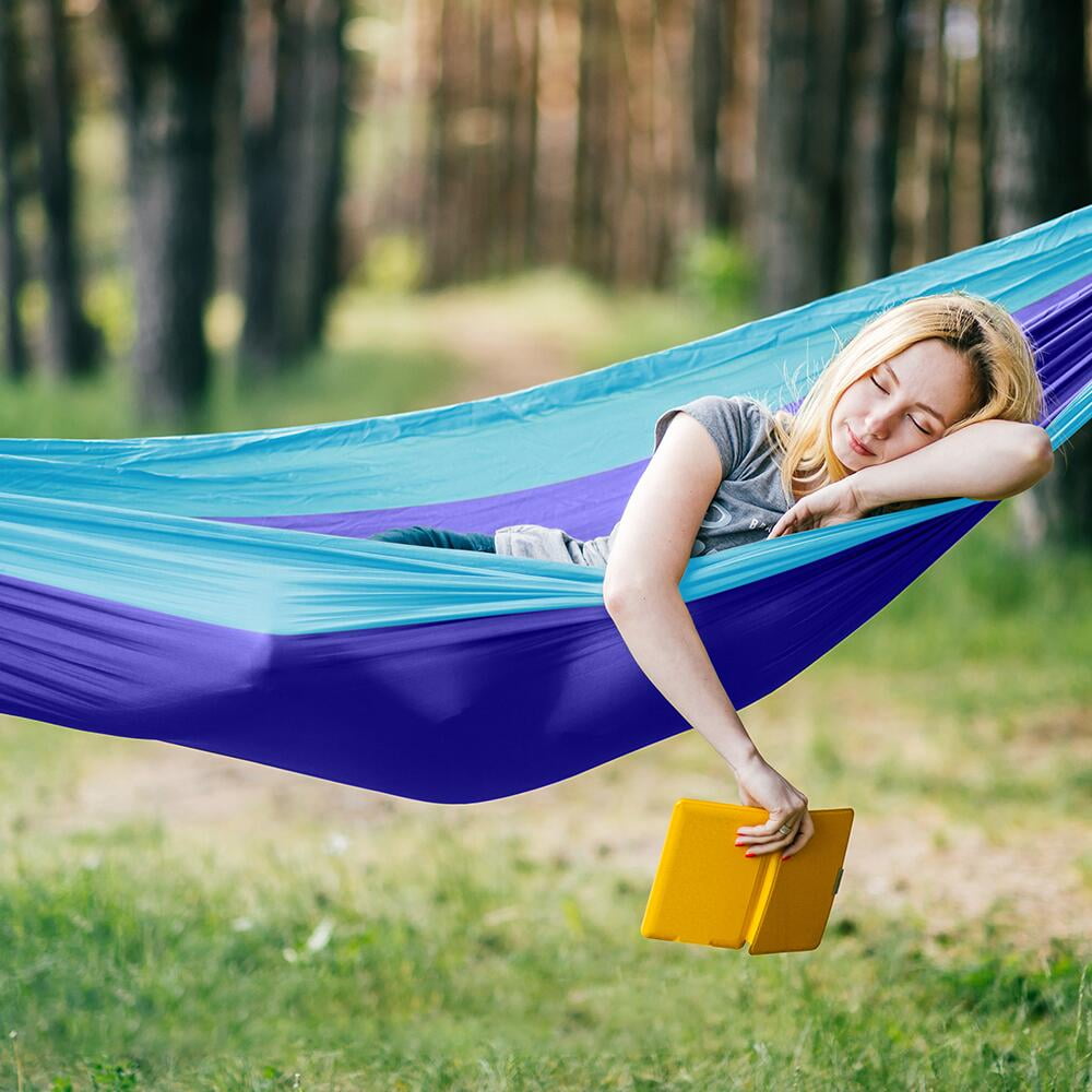 QUANFENG QF Hammock Portable Single Camping Hammock, Support 330lbs, Blue/Purple