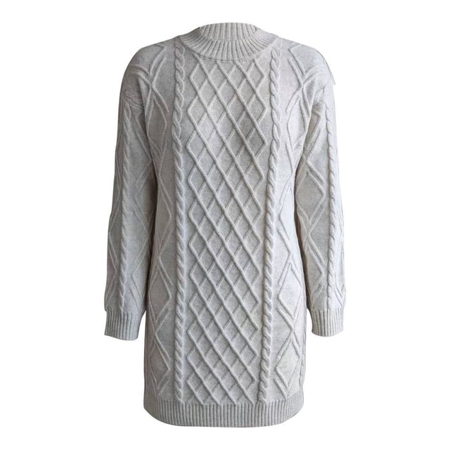 Vestido George para Mujer, Largo, con Cuello Redondo, Tejido Beige Talla EG