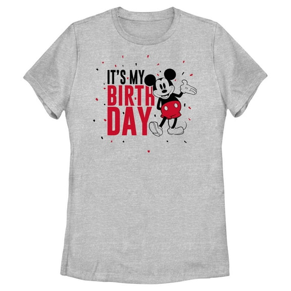 Women's Mickey & Friends It's My Birthday Retro Mouse Graphic Tee Athletic Heather Medium
