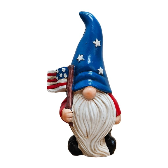 America 250th Anniversary Patriotic Gnome Figurine, 1776-2026 Independence Day Tabletop Decoration with American Flag, Resin Patriotic Desk Decor for Home Office Shelf 4th of July Decor