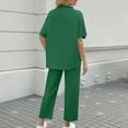 thumbnail image 5 of Enjoytime 2 Piece Outfits for Women Sets Casual Short Sleeve Tops and Wide Leg Long Pants Soft Loungewear Sets Outfits Green L, 5 of 8