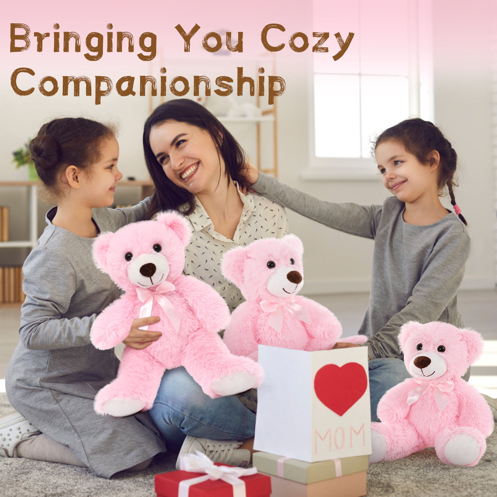 MaoGoLan 10 Pcs Pink Bear Stuffed Animals Set 13'' Cute Plush Stuffed Bear Toy Bulk