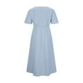 thumbnail image 5 of Sakmal Crew Neck Dresses for Women 2025 Short Sleeve Long T Shirt Blue Dresses ,Sizes S-2XL, 5 of 6