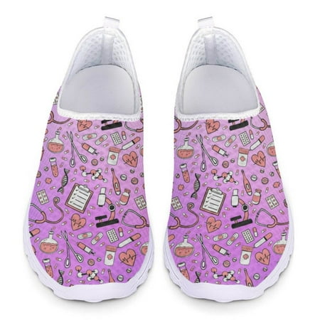 

Fashion Women s Running Sneakers Medical Equipment Print Breathable Mesh Flats Comfortable Non-slip Slip-on Loafers Footwear