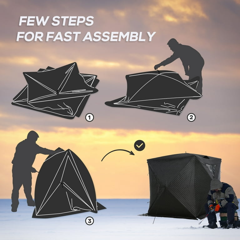 2 Person Ice Fishing Shelter Pop-up Portable Insulated Ice Fishing