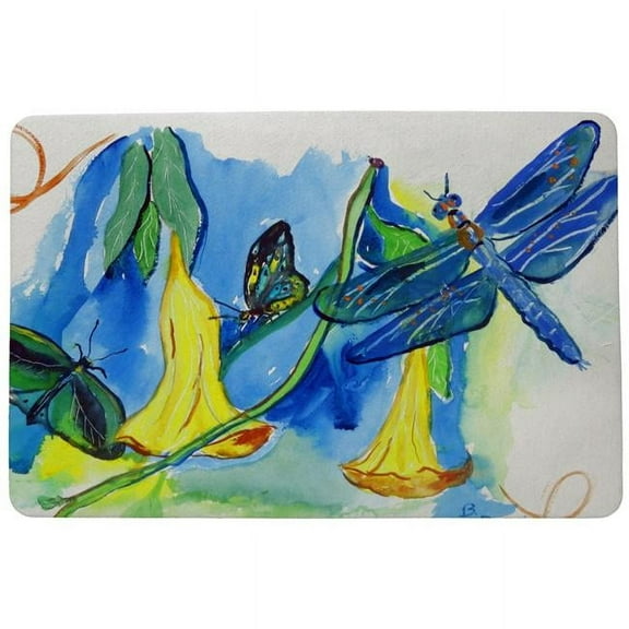Betsy Drake DM813 Yellow Bells & Dragonfly Door Mat - 18 x 26 in.