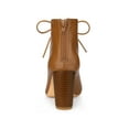 thumbnail image 2 of BLISSFUL STEP Women's Peep Toe Lace Up Block Heel Ankle Boots, 2 of 7