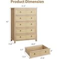 thumbnail image 2 of EastVita 5 Drawer Tall Dresser for Bedroom 45 in Rattan Chest of Drawers Wooden Chest with Clothes Storage Cabinet Drawer Organizer for Home Natural, 2 of 7