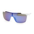 thumbnail image 2 of Color Mirror Rimless Y2K Mens Shield Plastic Sport Wrap Sunglasses White - Blue Mirror, 2 of 4