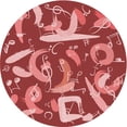 thumbnail image 1 of Ahgly Company Indoor Round Patterned Love Red Area Rugs, 5' Round, 1 of 6
