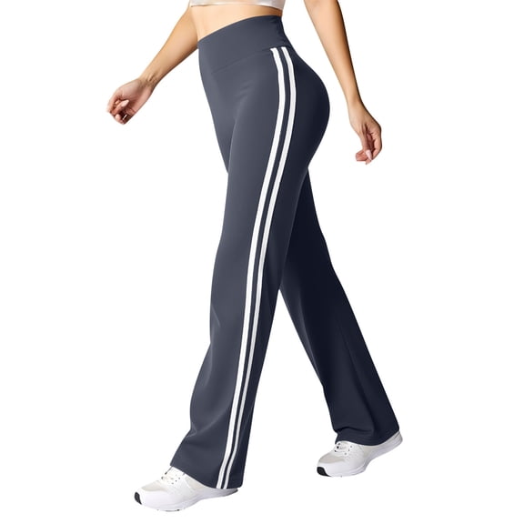 Lopeceal Wide Leg Yoga Pants For Women Striped High Waist Tummy Control Stretchy Sports Pants Breathable Quick Dry