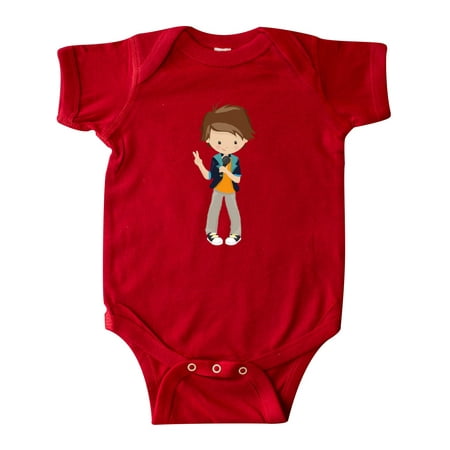 

Inktastic Rock Boy Brown Hair Band Singer Microphone Gift Baby Boy Bodysuit