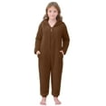 thumbnail image 3 of QIUOMBBP Fleece Onesie Pajamas Cute Cat Ear Hooded Long Sleeve Jumpsuits Family Christmas Matching Sleepwear Coffee, 3 of 5