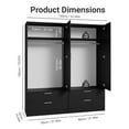 thumbnail image 4 of Madesa 4 Doors 4 Drawers Storage Cabinet Wardrobe with Shelves and Hanging Space 63"L Wooden Armoire Closet Organization Unit for Bedroom and Office - Black, 4 of 12