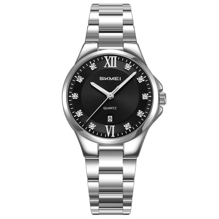 SKMEI Watches for Women Easy Read Waterproof Ladies Watch Analog Quartz Stainless Steel Date Womens Wristwatch Gift
