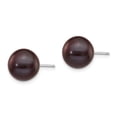 thumbnail image 2 of 14k White Gold 9-10mm Black Round Freshwater Cultured Pearl Stud Post Earrings, 2 of 3
