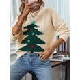 thumbnail image 5 of Christmas Sweaters for Women CrewNeck Sweater Pullovers Long Sleeve Xmas Holiday Clothes Apricot S, 5 of 8