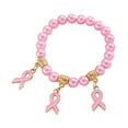 thumbnail image 3 of Cancer Support Bracelet Pink Ribbon Beaded Stretch Bracelet for Women Vintage Floral Charm Awareness Jewelry Gift Handmade Encouragement Accessories, 3 of 5