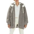 thumbnail image 7 of APEXFWDT Women's Winter Fuzzy Hooded Jacket Plush Sherpa Loose Fit Coat Long Sleeve Warm Jacket with Big Pockets for Home Relaxation, 7 of 7