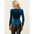 thumbnail image 3 of DARING DIVA Elegant Velvet Sweetheart Neck Peplum Top XL Dark Blue, 3 of 6