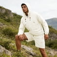 thumbnail image 2 of Mens Lightweight Windbreaker Jacket and Shorts Set, Hooded Zip Up Cargo Pockets Summer Outdoor Sportswear Suit Beige 3XL, 2 of 9