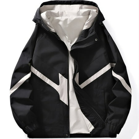 

Men‘s Casual Color Block Thin Jacket With Hood