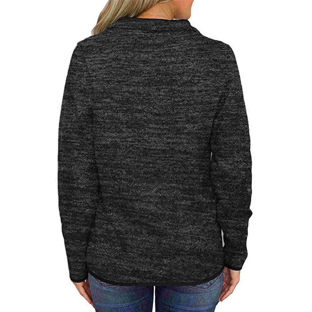 Sonducket Sudadera con capucha para mujer, suéter de Color sólido, sudadera de manga larga con cremallera, cuello sólido, Top holgado informal de otoño Prendas para la parte del cuerpo negro XL Sonducket AP003716-14