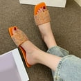 thumbnail image 2 of Anuirheih Slip on Sandals Women,New Retro Square Toe Flat Shoes Women's Rhinestone Casual Flat Sandals Women's Slippers(Orange), 2 of 6