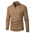 thumbnail image 1 of Fall Sweaters for Men with Zipper Stand Collared Long Sleeve Knitted Sweatshirts Stretchy Slim-Fit Pullover Solid Color Office Work Sweater Shirts, 1 of 7