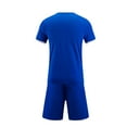 thumbnail image 5 of Conjuntos de blusas y camisas de manga corta con cuello en V. Conjunto de traje de fútbol de color sólido para niños para juegos deportivos universitarios, partidos de rendimiento, uniformes de entren, 5 of 5