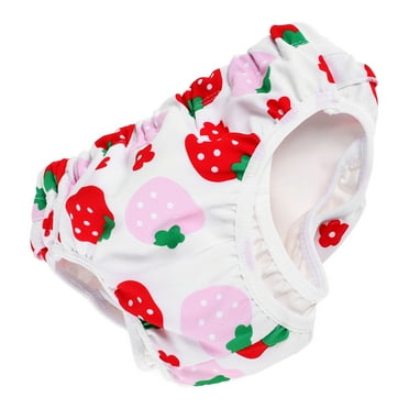 Reusable Swim Diapers For Infants And Toddlers Cute Ruffled Strawberry Pattern Design Reusable Diaper Waterproof Breathable Diaper For Girls Baby