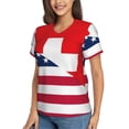 thumbnail image 2 of Fuzoiu USA Switzerland Print Women's Classic V-Neck T-Shirt, Short Sleeve V Neck Tees for Casual Everyday Wear,Casual Fit Tee,Summer Fashion Tops-Small, 2 of 5