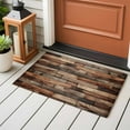 thumbnail image 3 of Brown Wood Grain Front Door Rugs 2x3 ft Farmhouse Vintage Wooden Board Patchwork Small Rug for Entryway Non Slip Washable Bathroom Door Mat Absorbent Floor Mat for Indoor Entrance, 3 of 9