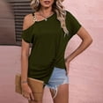 thumbnail image 4 of Rezuofi 2 Pcs Womens Summer Off Shoulder Tops Casual Loose Short Sleeve T Shirts One Shoulder Tops Trendy Cute Tunic Tee, 4 of 7