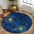 thumbnail image 3 of Blue Starry Sky Round Area&nbsp;Rug 5ft Star Galaxy Non-Slip&nbsp;Washable Circle Rugs Soft Felt Indoor Floor Mat for Bedroom Kitchen Living Room Bathroom, 3 of 9