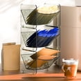 thumbnail image 4 of Organizador de estante de almacenamiento de plástico de escritorio | Contenedor de papelería de café con bolsita de té de oficina transparente de múltiples compartimentos | Plástico transparente, 4 of 5