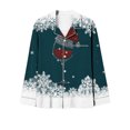 thumbnail image 3 of VBTAPA Womens Christmas Pajama Sets Sequin Wine Glass Printed Long Sleeve Button Down Shirt Wide Leg Pants 2 Piece Comfy Loungewear Set Xmas Holiday Sleepwear Blue M, 3 of 5