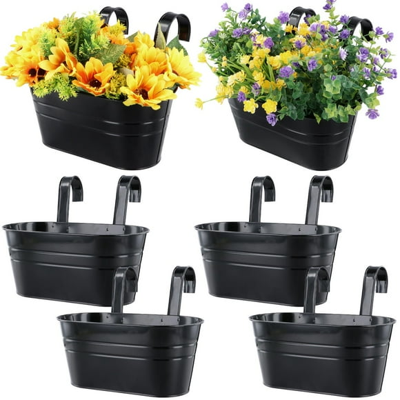 6 Uds Metal Wall Planters con Ganchos Desmontables, Macetas Colgantes, Soportes de Macetas de Metal, Decoración de Macetas para Interiores y Exteriores, Barandilla, Balcón y Jardín