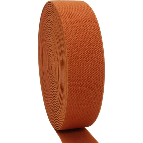 1.5 Inch 10 Yards Double-Side Twill Woven Elastic Heavy Stretch High Elasticity for Sewing Pants Waistband, Wigs, Skirts, Craft DIY Projects (Dark Orange 294) Dark Orange 294