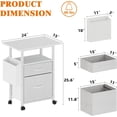thumbnail image 3 of 2 Fabric Drawer File Cabinet with 24'' Extended Desktop, Mobile Filing Cabinet, Rolling File Cabinet with Side Bag, Fits A4 Size, Home Office, White, 3 of 14