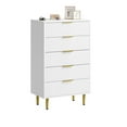 thumbnail image 3 of Wood Accent Fluted Dresser for Bedroom with 3/5/6 Drawers, Modern Chest of Drawers with Metal Handle & Feet, Dresser for Living Room, Hallway, Bedroom, 3 of 6